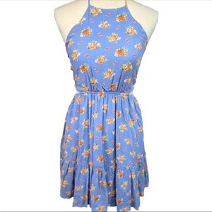 Altar’d State Backless/Halter Blue Floral Mini Dress - Small